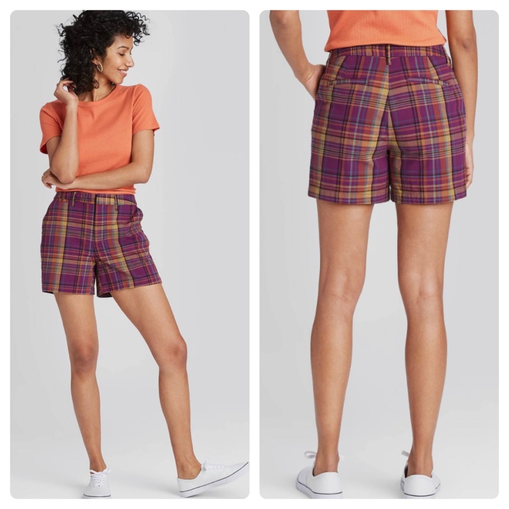 NEW A New Day 80s Plaid Stretch Chino Shorts